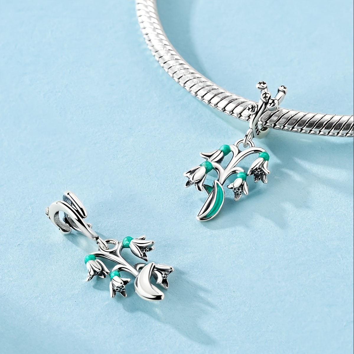 925 Silver Lotus Charm for Bracelet Necklace DIY