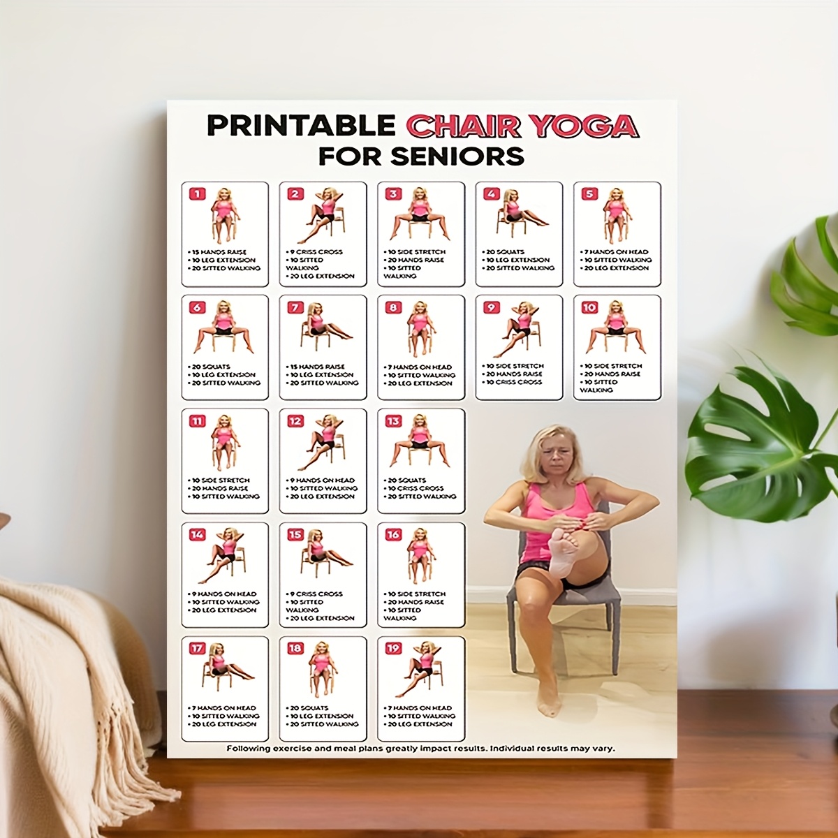 senior chair yoga poster printable chair yoga exercises Temu Ireland