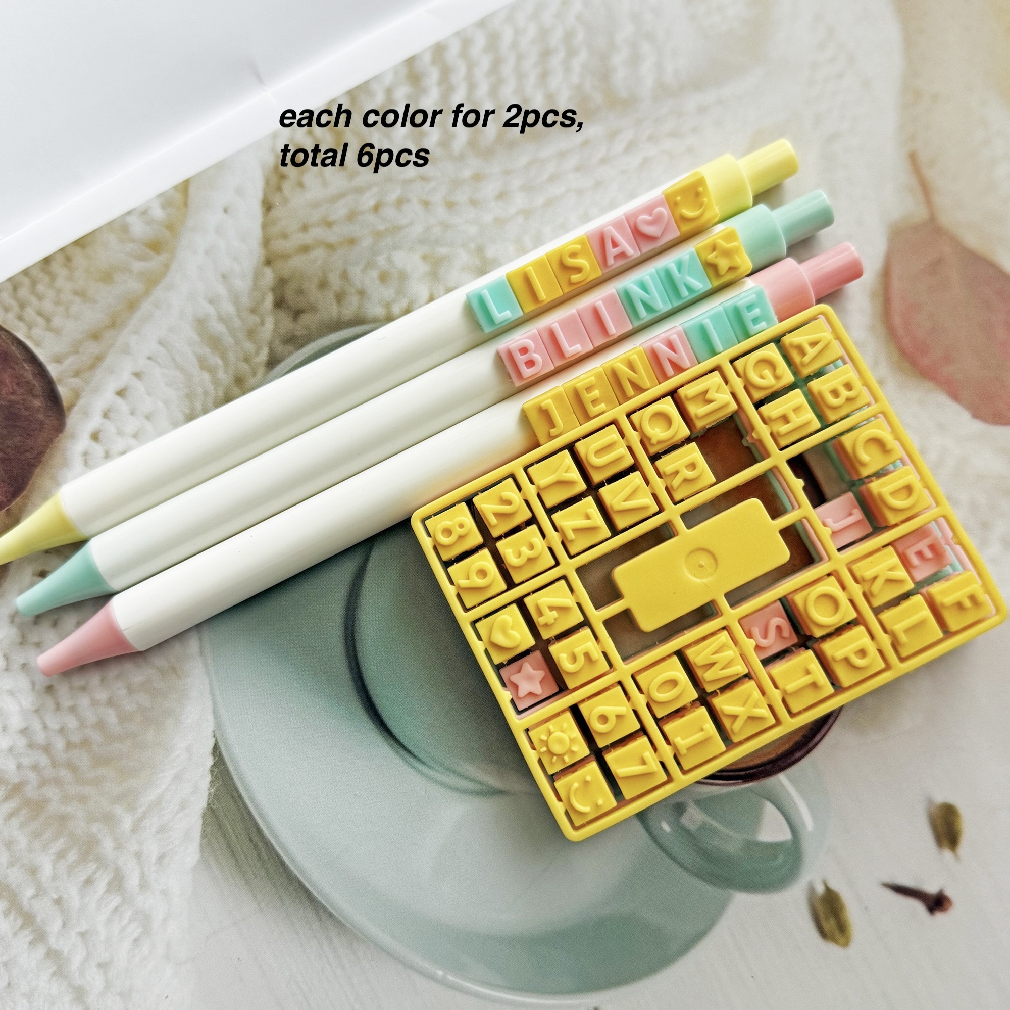 E-shop 6 Stück Niedliche DIY Alphabet-Stifte, Kreative Puzzle-Stifte für Schüler, Lehrer, Hochzeit, Abschlussgeschenk, Schul- Bürobedarf, -Accessoires
