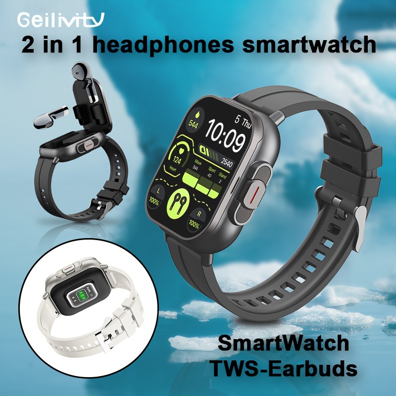 

2-in-1 Smartwatch With Integrated Tws Earbuds, Alloy Multifunctional Sports Smart Watch With Wireless 5.3 Wireless, Music Playback, And Call Answering Capabilities - 1pc