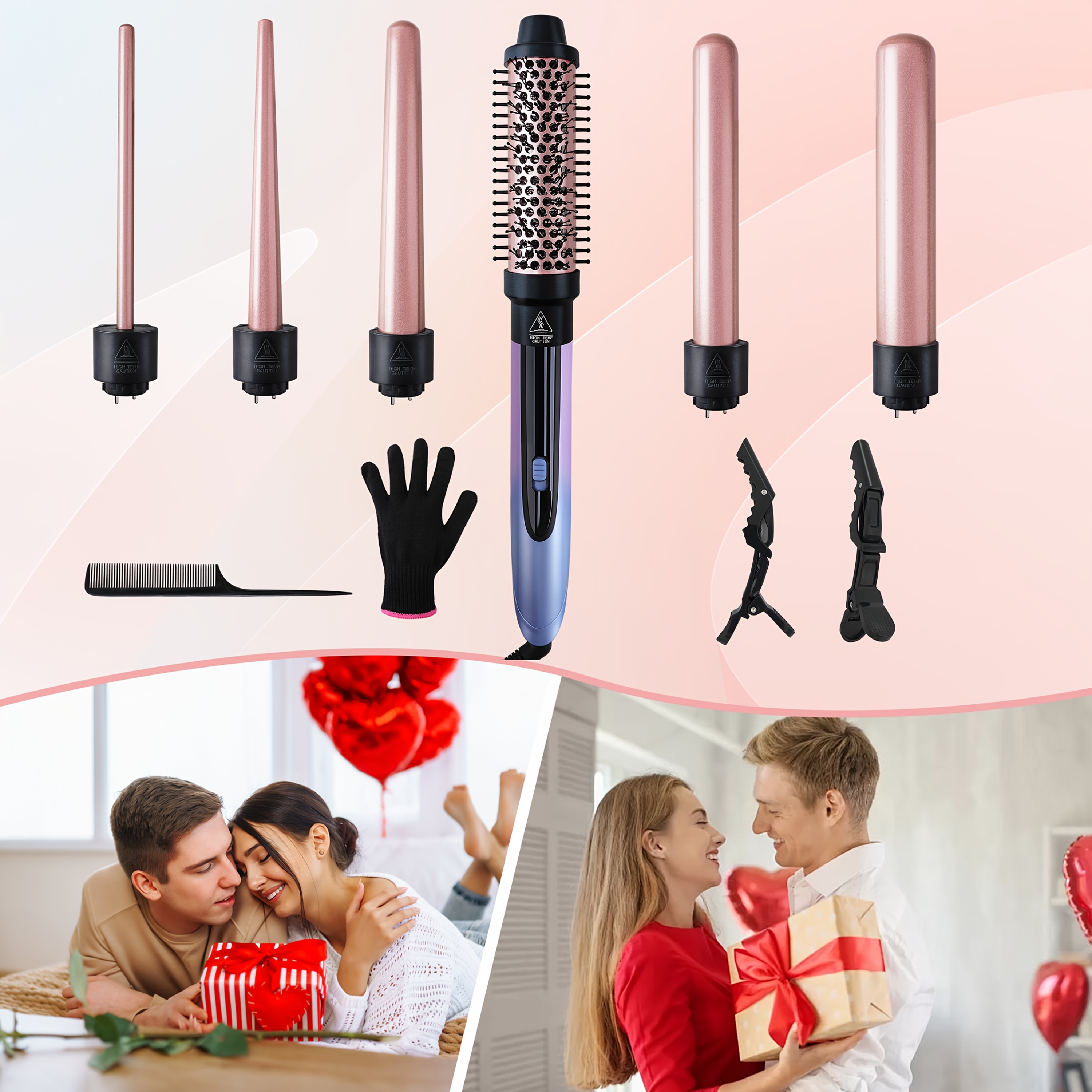 6 in 1 hair curling iron set 6 interchangeable barrels tail  display picture 3