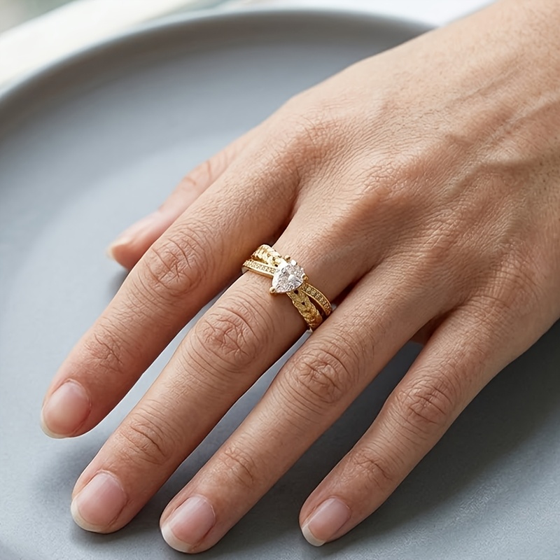 French Romantic Pear Shaped Open Ring for Women