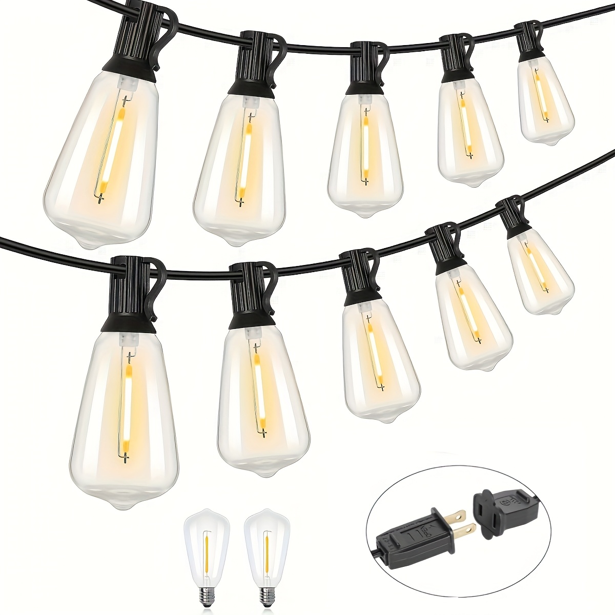   50 100 150  outdoor string lights patio deck lights with 20 1   2    38 bulbs outside hanging lights   for garden porch patio balcony backyard party holiday gift for xmas bistro halloween christmas decoration