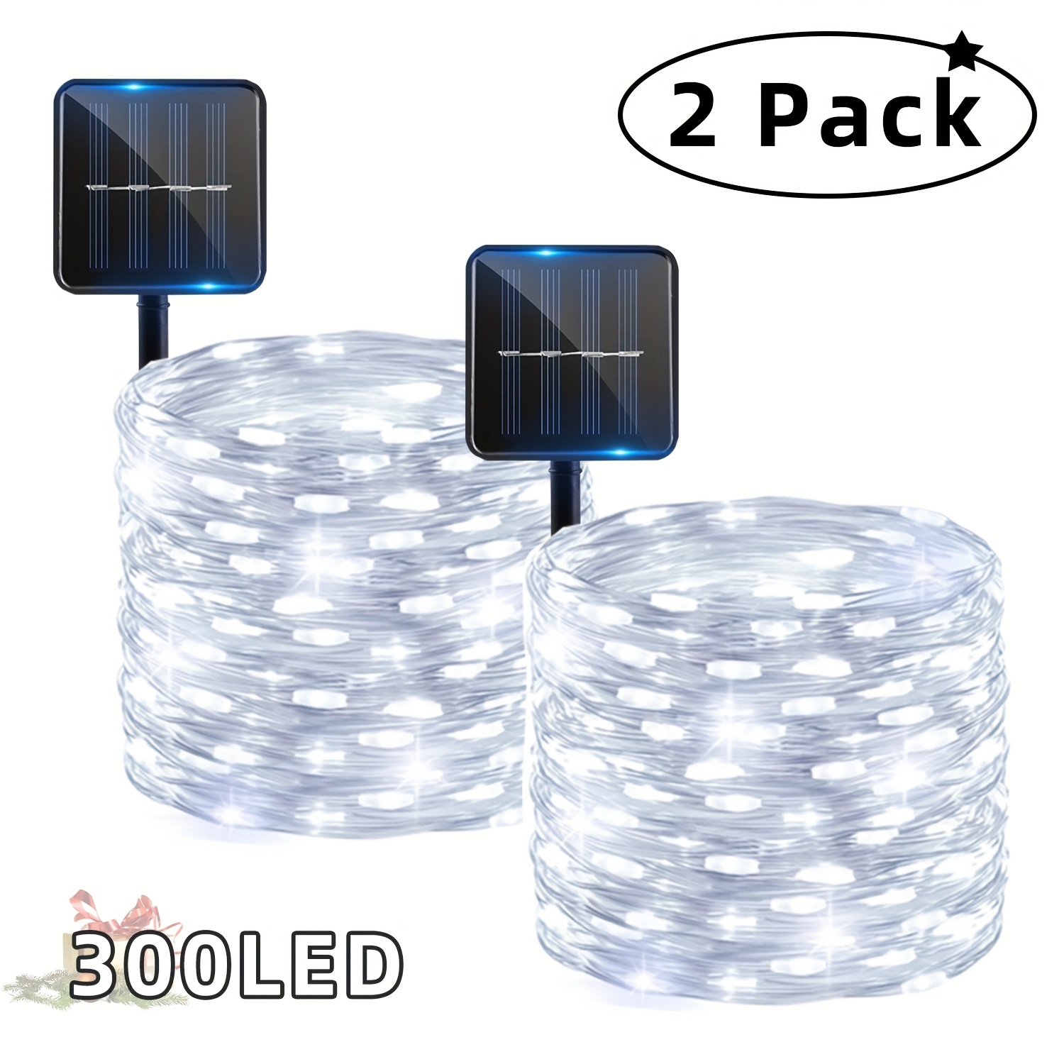TEMU 2 Pack, 600/200led 210.12/79.32ftsolar Courtyard String Lights, 8 Lighting Outdoor Fairy Lights, Garden, Courtyard, Tree, Wedding, Party