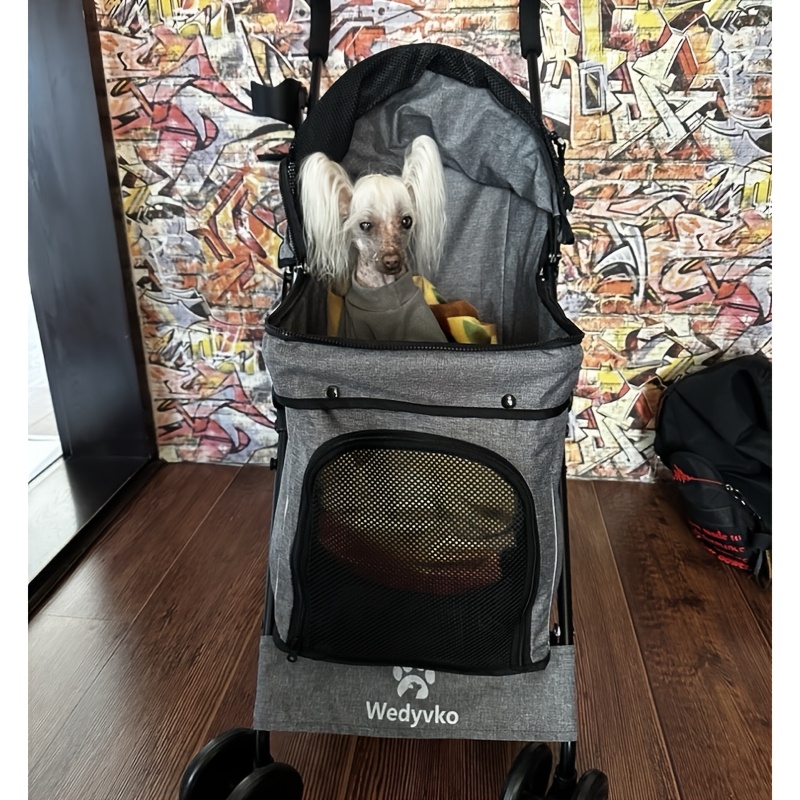 Dog Stroller for Small Dogs and Cats with Storage Basket