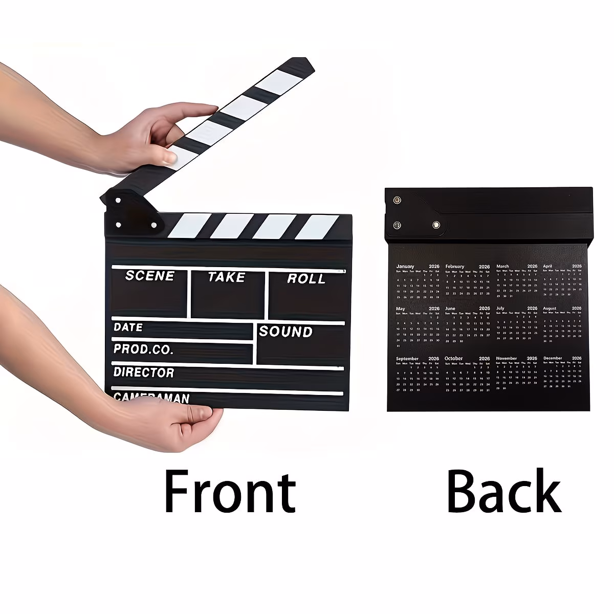 calendario in per direttori creativi 2026 - per riprese con date, ( frontale per , posteriore calendario) segnalibri per scene e riprese, etichette per /produttore/camera - sfondo con testo , per riprese cinematografiche Dettagli dell'articolo 1