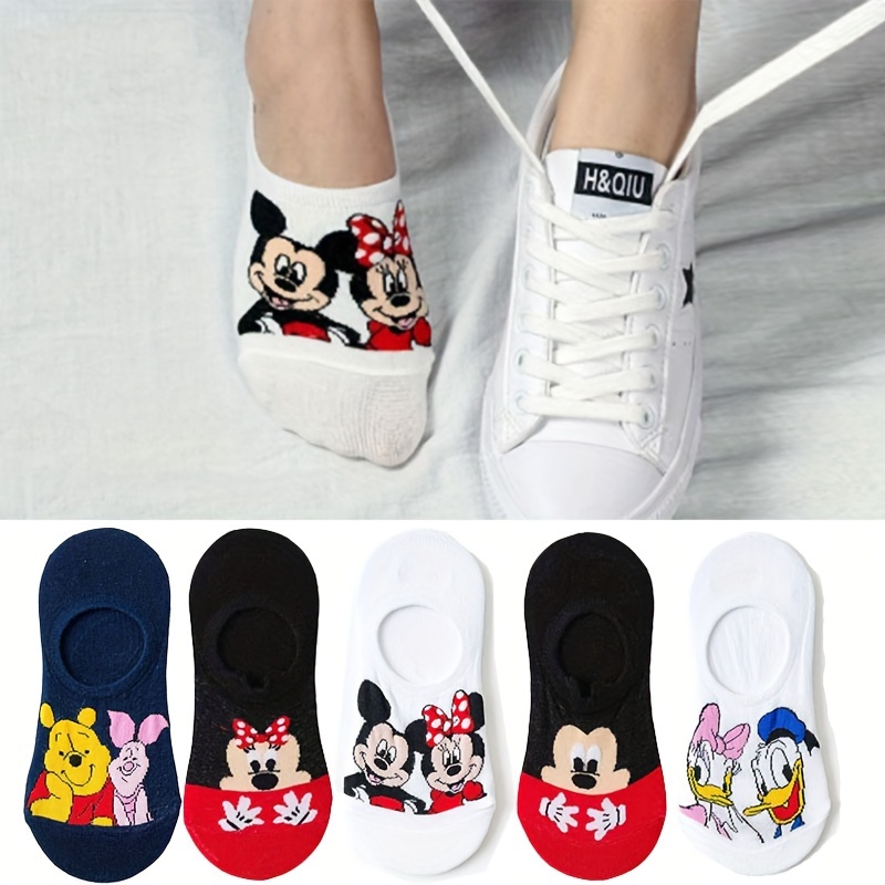 

5 Pairs Of Men's Cotton Low Cut Socks, Anti Odor & Sweat Absorption Fun Cartoon Pattern Socks, For Daily & Outdoor Wearing, Spring And Summer