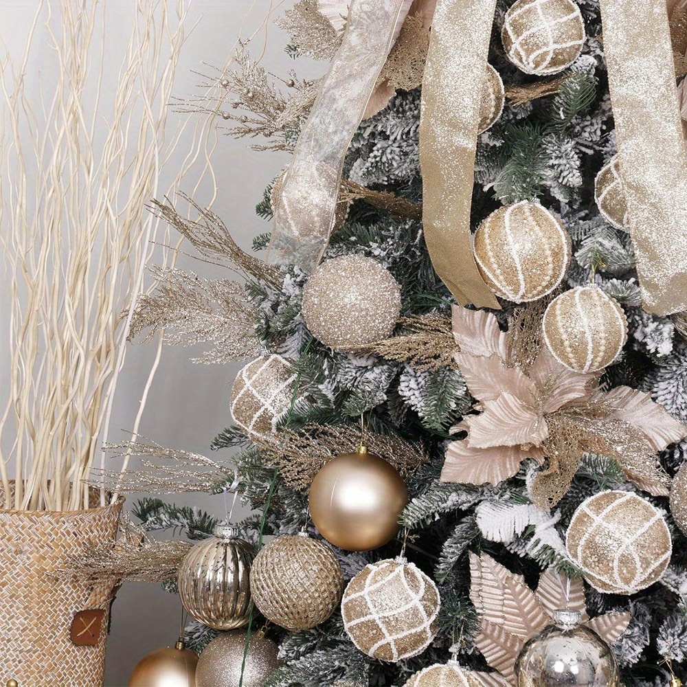 

12pcs Christmas Tree Ornaments, Pvc Pearlized Hanging Decorations, , No Required, For , , , , B&b