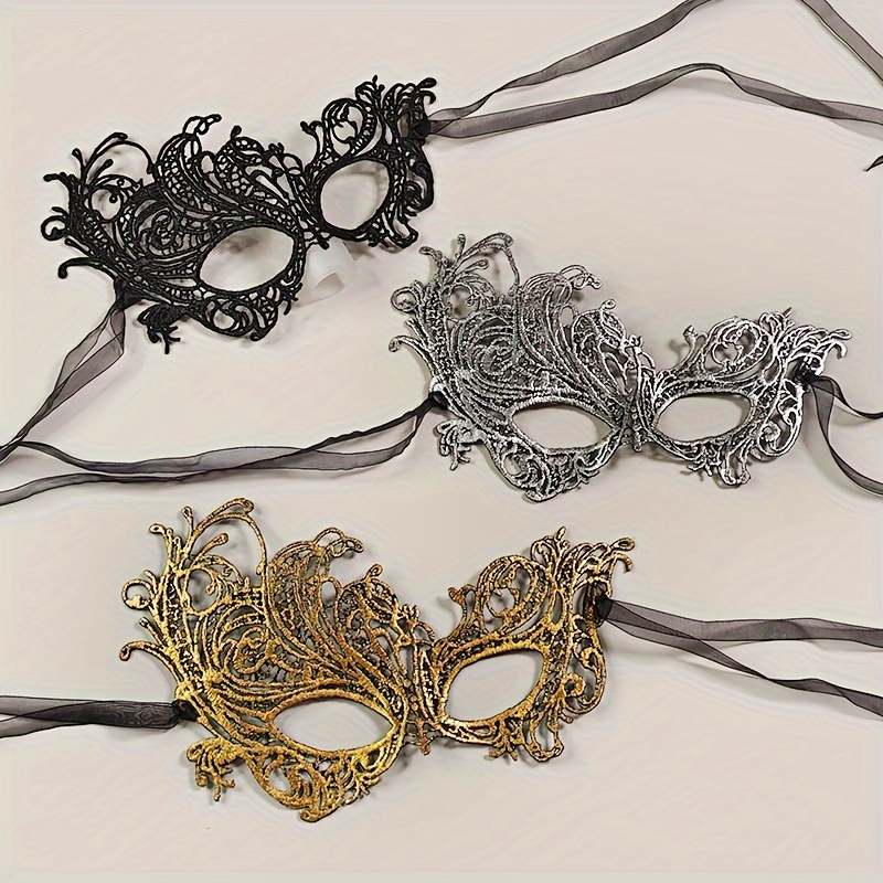 

2pcs Masques en dentelle en brodée, thème , accessoires de fête élégants, couvre-cheveux et couvre-, idéal pour Halloween et cadeaux souvenir