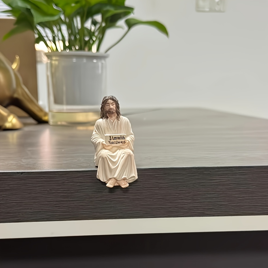 TEMU 1pc Collectible Figurine, Jesus Car Air Vent Ornament, Sitting Resin Statue, Car Air Vent Interior Hanging Decor, Easter Atmosphere Decoration,