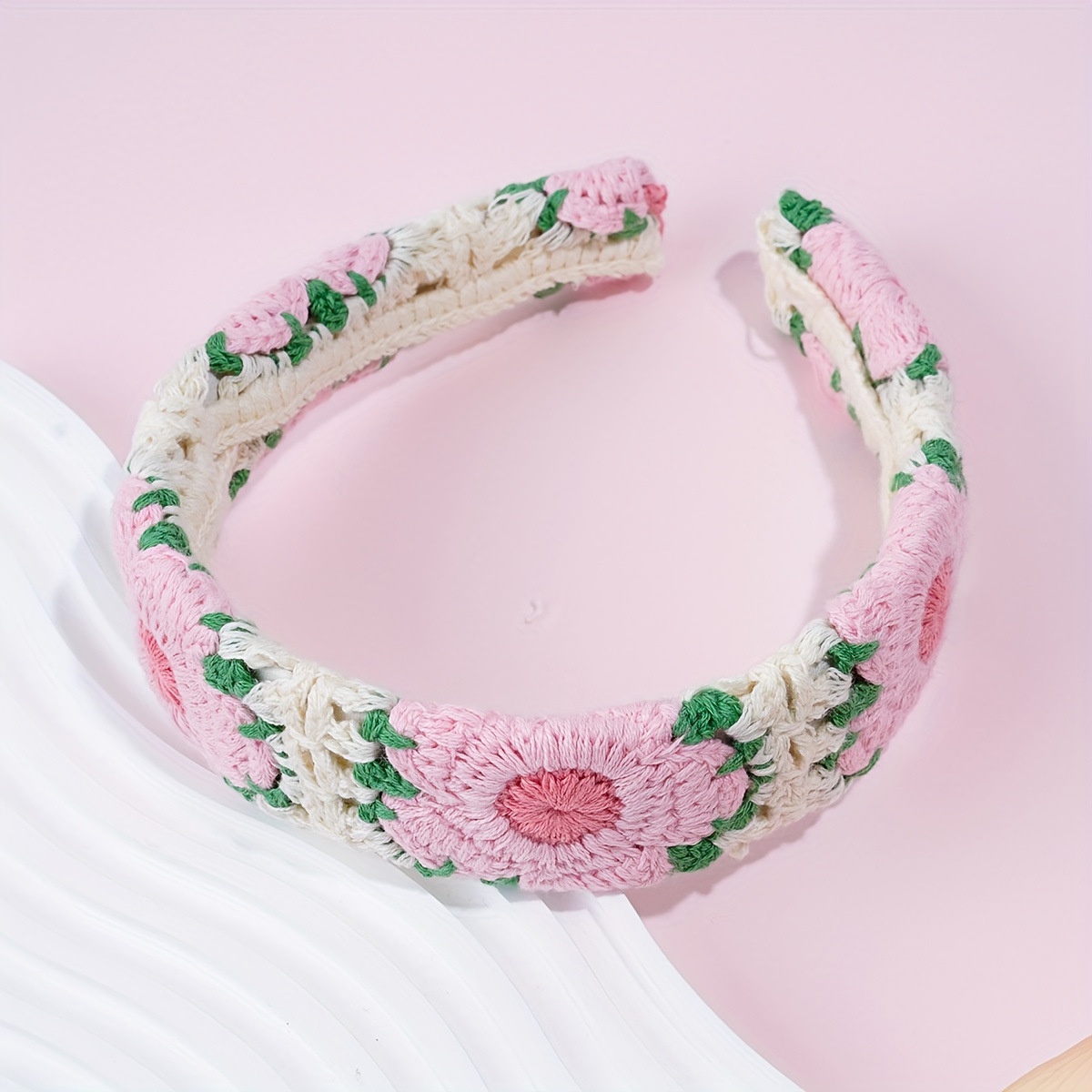 Boho-chic Floral Knit Headband For Women - Cute & Stylish Hair Accessory, Perfect For Casual Attire