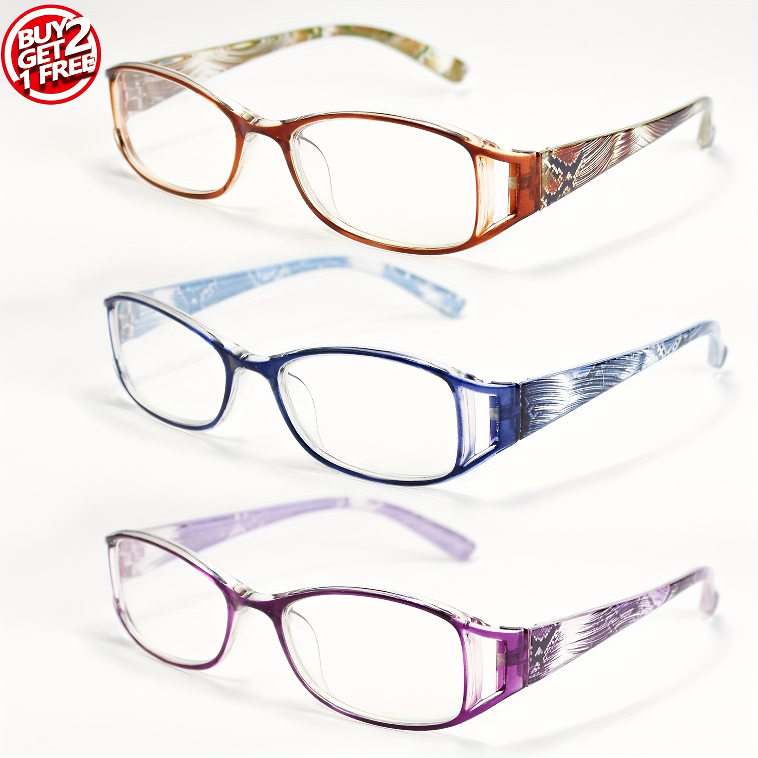 Artikelbild 3 stk. modische farbgedruckte lesebrillen für alterssichtigkeit, einfache bügel-lesebrillen, hochauflösende gläser, bequeme elegante lupenbrillen