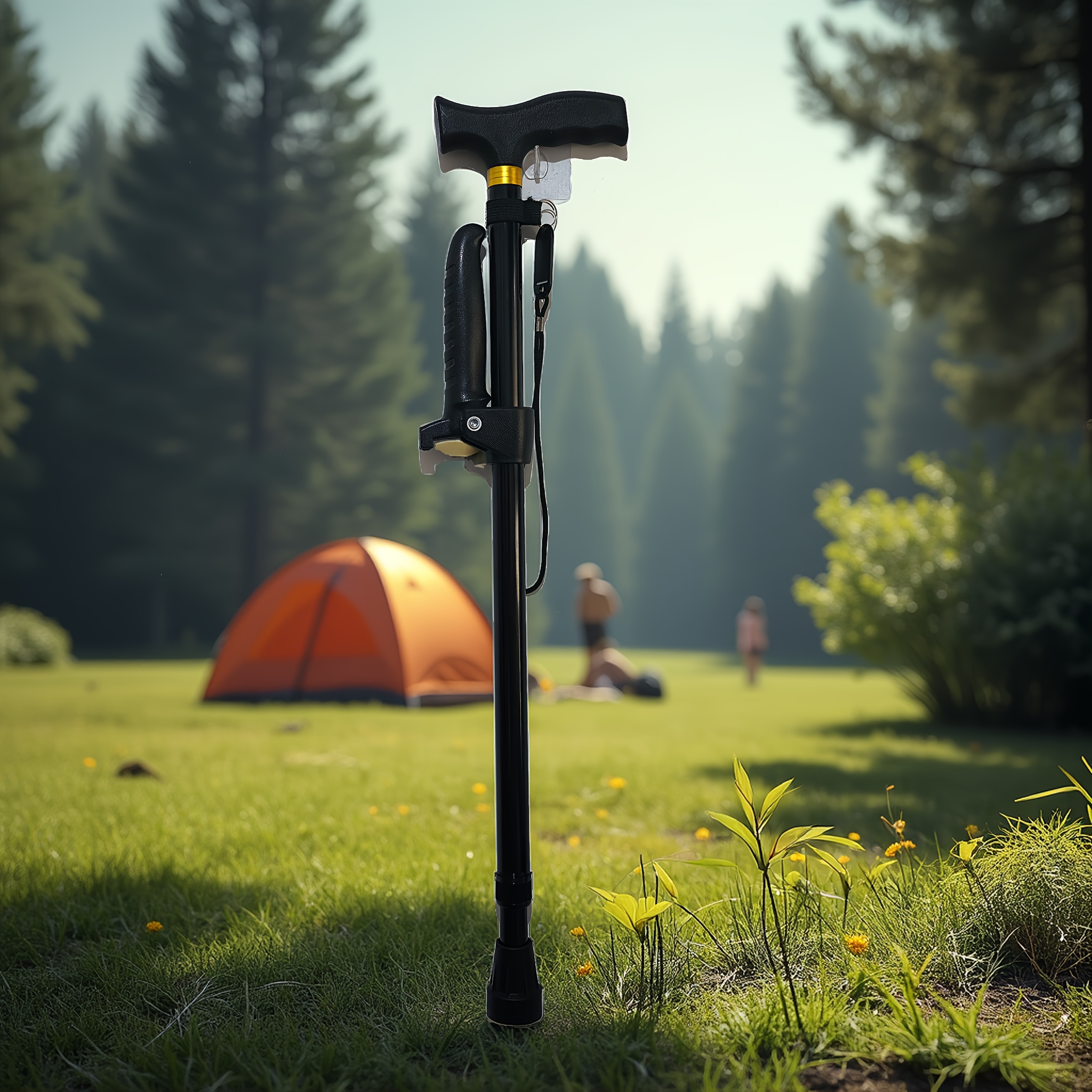 TEMU Adjustable Trekking Pole, Anti-slip Multi-functional Stick, Lightweight Aluminum Alloy Telescopic Cane, Suitable For Hiking And Mountain