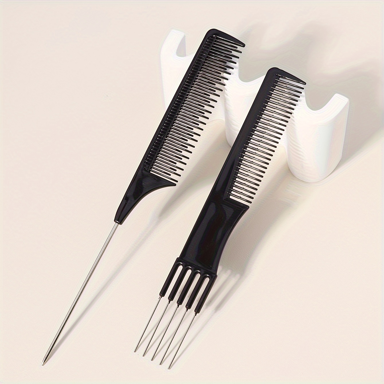 

2pcs Comb Set Types - Steel Teasing Combs Abs Plastic , For Styling & Detangling