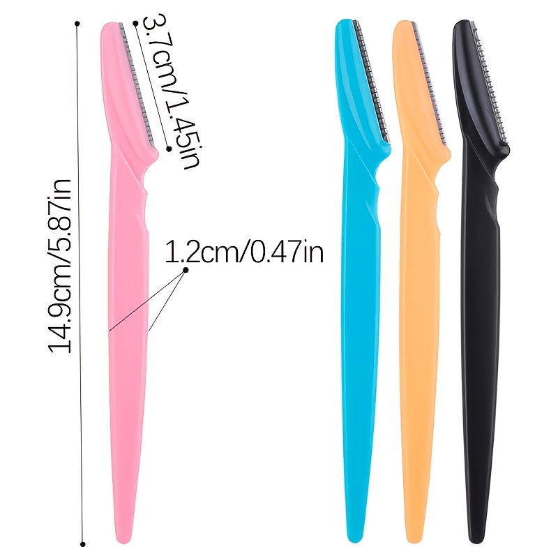 TEMU 4pcs Random Stainless Steel Eyebrow Razors With Protective Caps, Unisex, For Precise And Easy Eyebrow Shaping