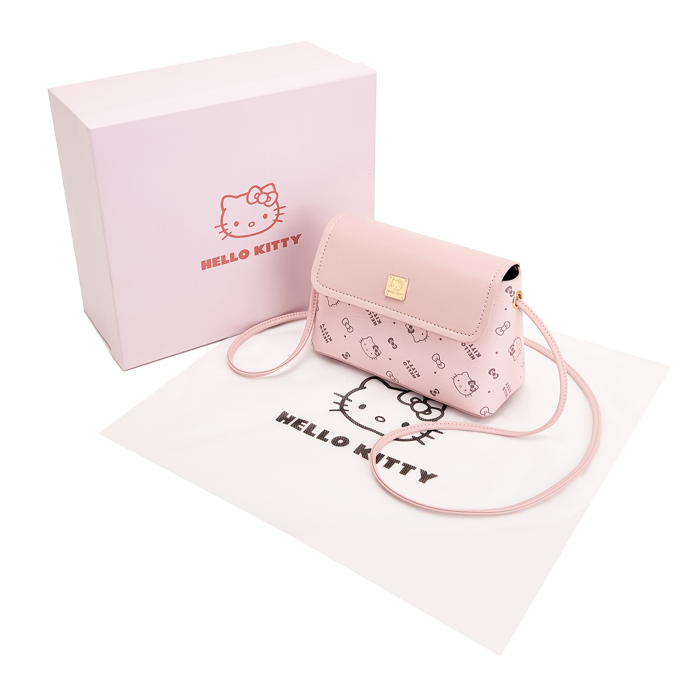 

1pc Sanrio Hello Kitty Pink Leather Tote Bag - Large Capacity, Chic Shoulder Messenger With Golden- Clasp & Cartoon Print - Daily Use, Travel, Valentine's & Birthday Gifts