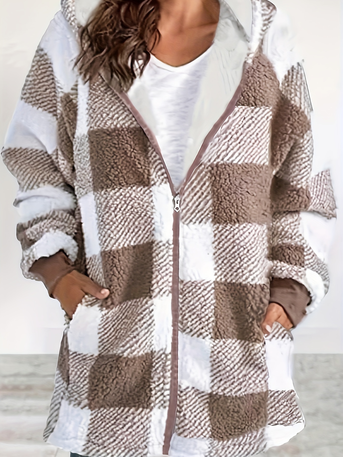 Karierter Mantel Oversize Mantel Damen Herbst Karierter