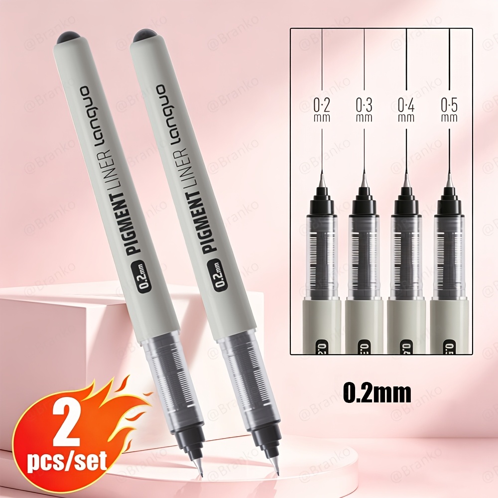 TEMU Ensemble de stylos à pointe ultra fine LANGUO, 2 pièces, avec plusieurs spécifications de pointes disponibles (0.2/0.3/0.4/0.5 mm), séchage