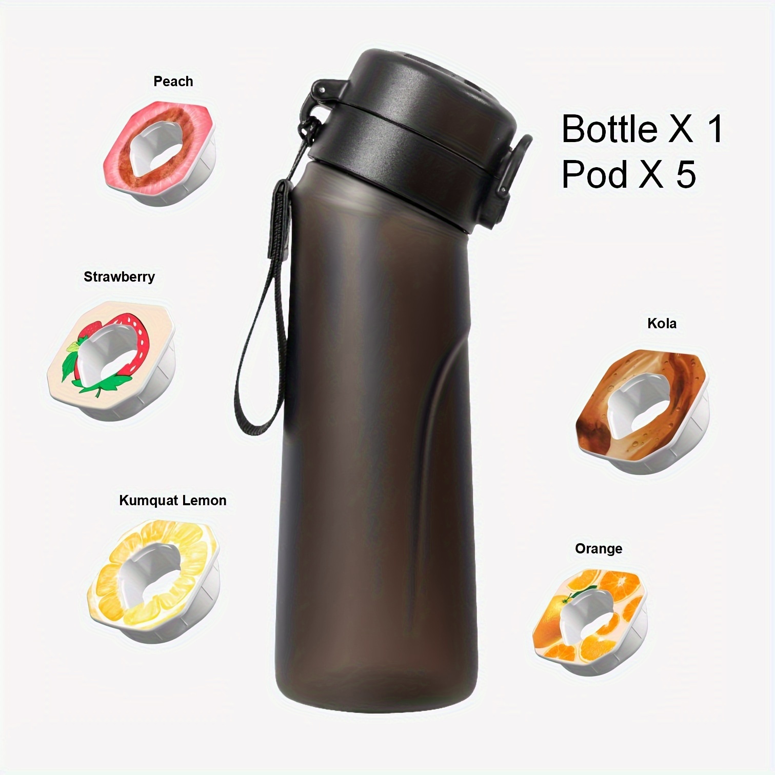 Air Water Up Bottle,750ML Scent Water Bottle with Air Water Flavour  Pod,Leak Proof Sports Water Cup with Straw,Fruit Fragrance Water Bottle  Suitable