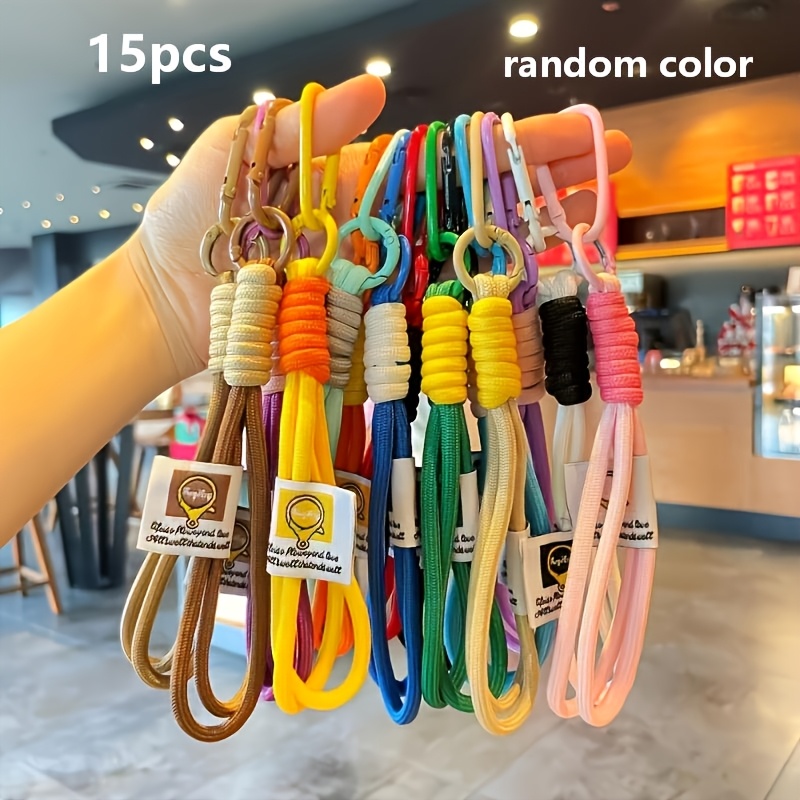 TEMU 15pcs Multicolor Carabiner Lanyard Set - Universal Key Chain Wristband For Couples | Portable Phone Case Lanyard, Multifunctional Multicolor
