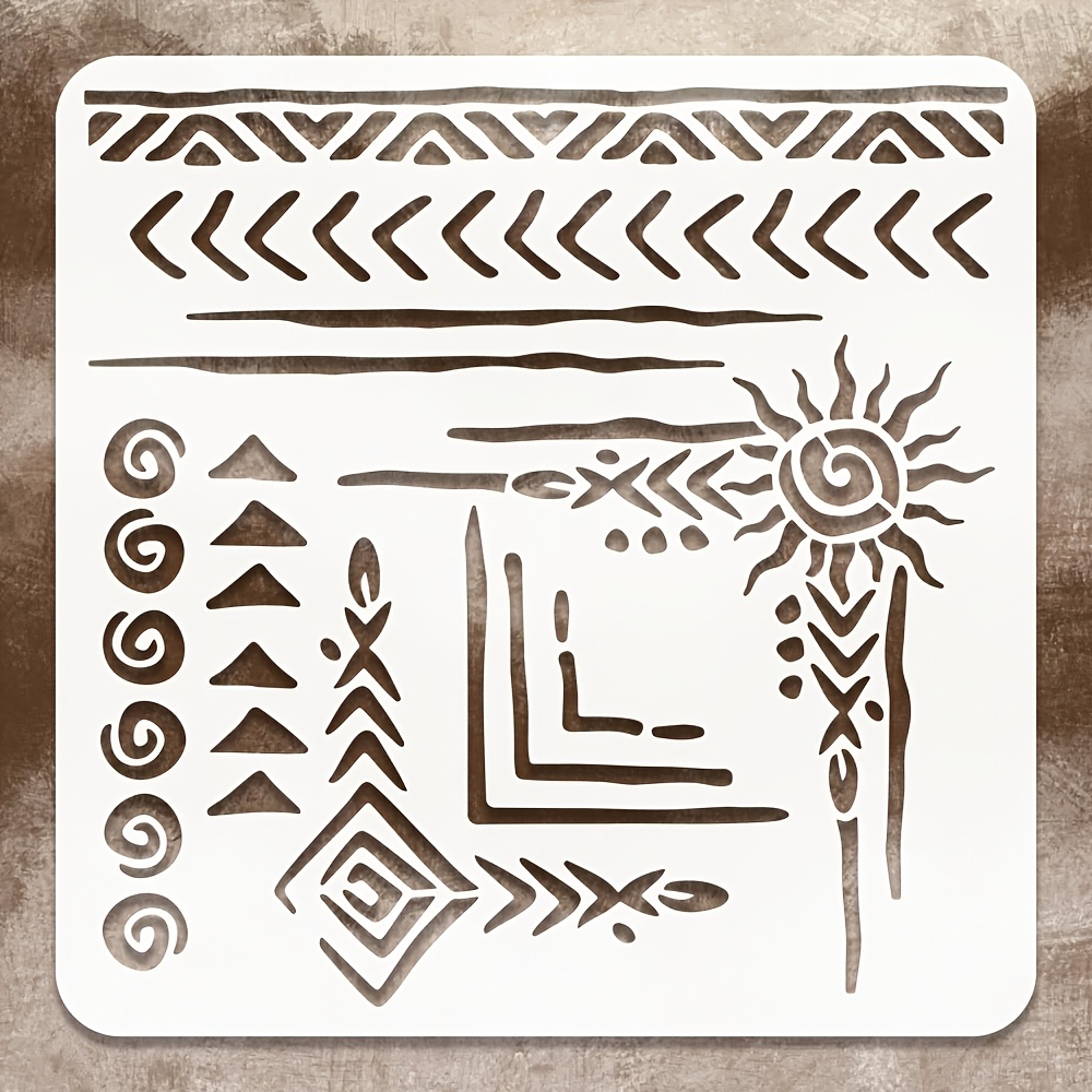 TEMU Plantilla de Totem Tribal de X Pulgadas, Estuche de Pintura Reutilizable y Lavable , Adecuado para Manualidades, Pintura al Óleo, Decoración del