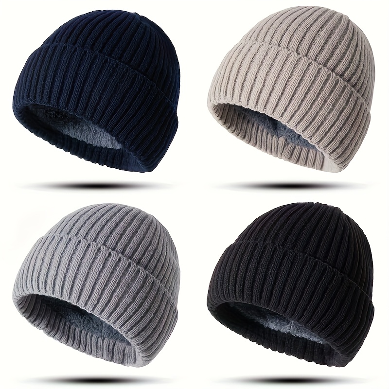 

1pc Unisex Knitted Beanie Hat With Folded , Warm Fleece-lined Windproof, Polyester Elasticity, Lightweight, Hand Washable, Christmas Occasion Theme, Woven - Cozy & Fashionable For Cold Season