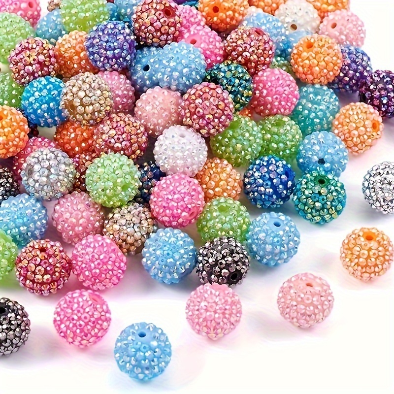 

20 Pcs 20mm Round Resin Rhinestone Beads - Assorted Colors For Making, Chunky Disco Ball Spacer Charms For Bracelets, Necklaces And Holiday Gifts