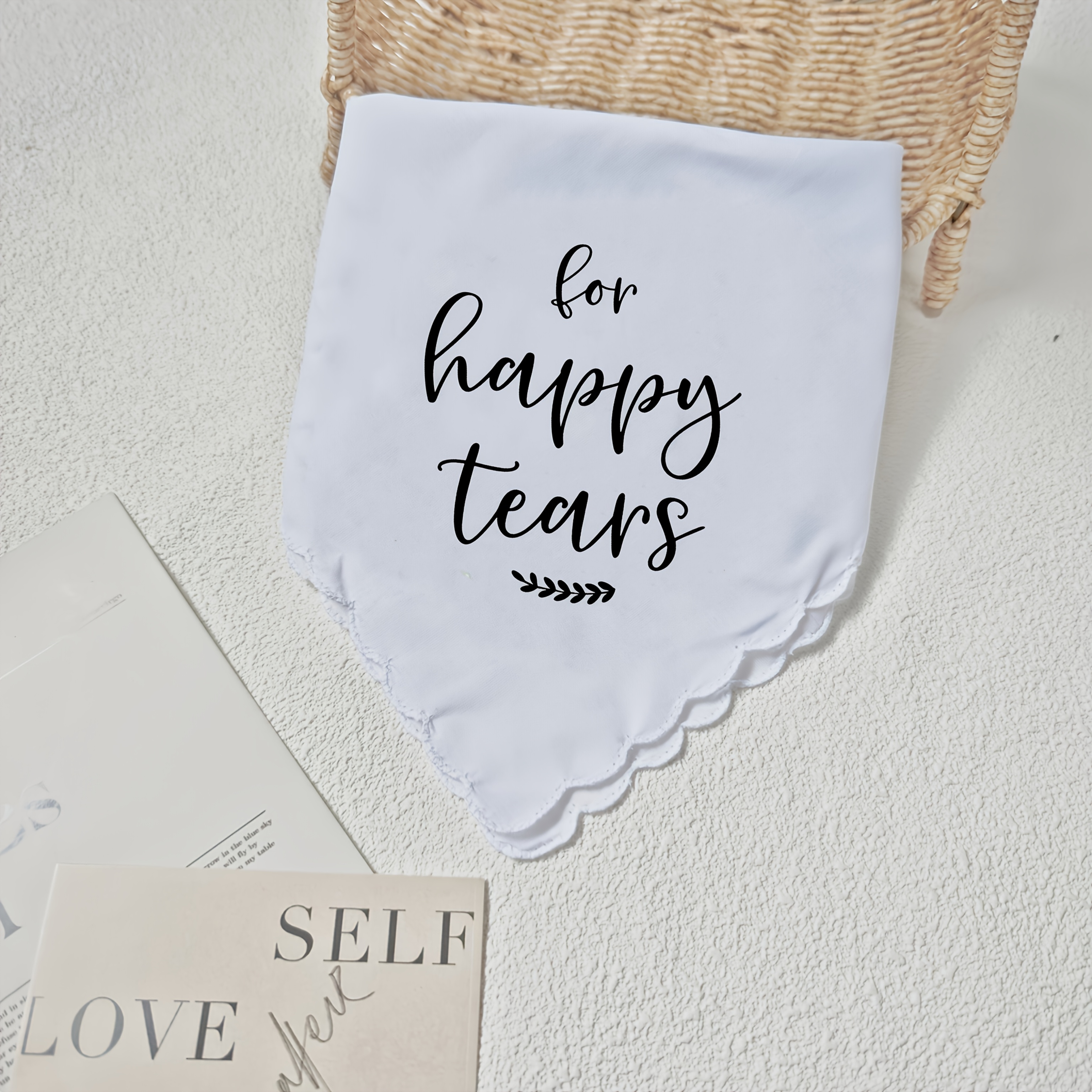 E-shop "Für deine glücklichen Tränen" Weißes Taschentuch, geeignet zum Abwischen von Tränen an der Hochzeitstags, kreatives