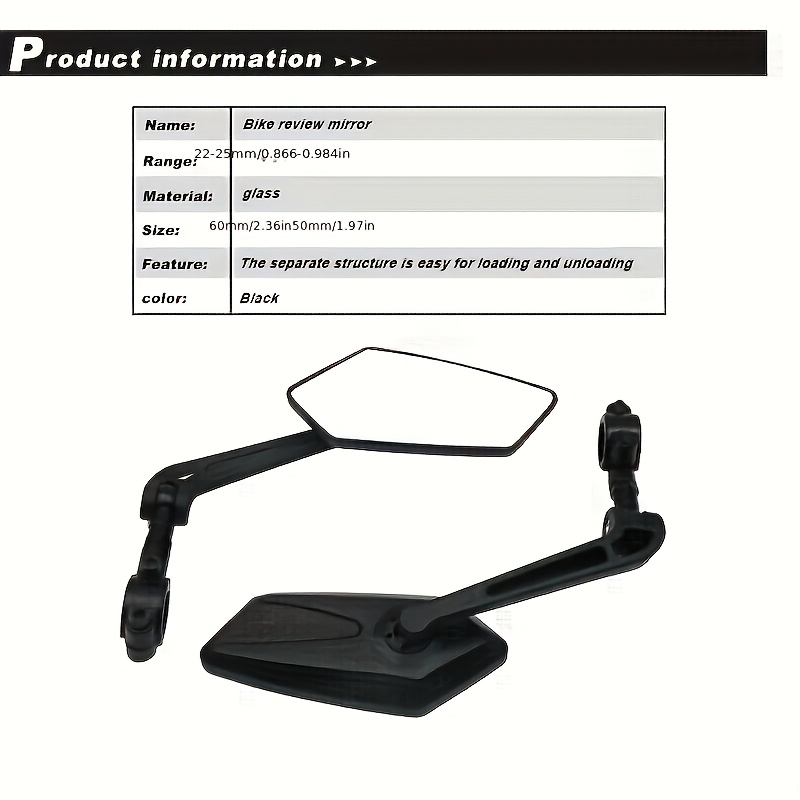 2pcs Bike Rear View Mirrors - 360° Rotatable Adjustable Safety Cycling Mirrors with Wide-Angle, Handlebar Mount Compatible for Mountain Bikes, Road Bikes, for -Bikes - for riding Safety Mirrors