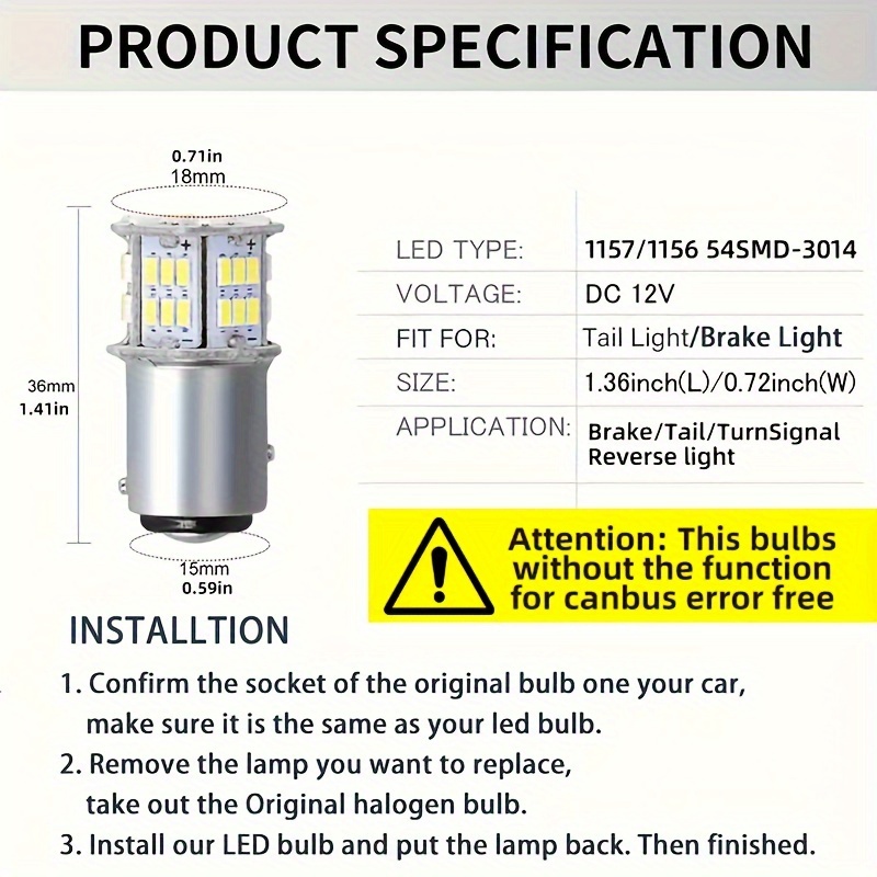 Led Brake Light Bulb 1157 Dc12v 7528 2357 2057 Bay15d Led - Temu