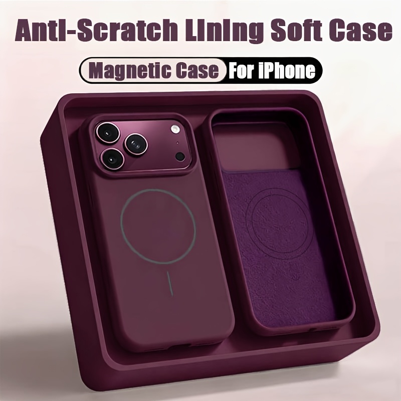TEMU Phone Case: Minimalist Fashion Liquid Magnetic Soft Phone Case Suitable For Iphone 18 Pro Max 17 Pro Max 17 16 15 14 13 12 11 Pro Max Air With