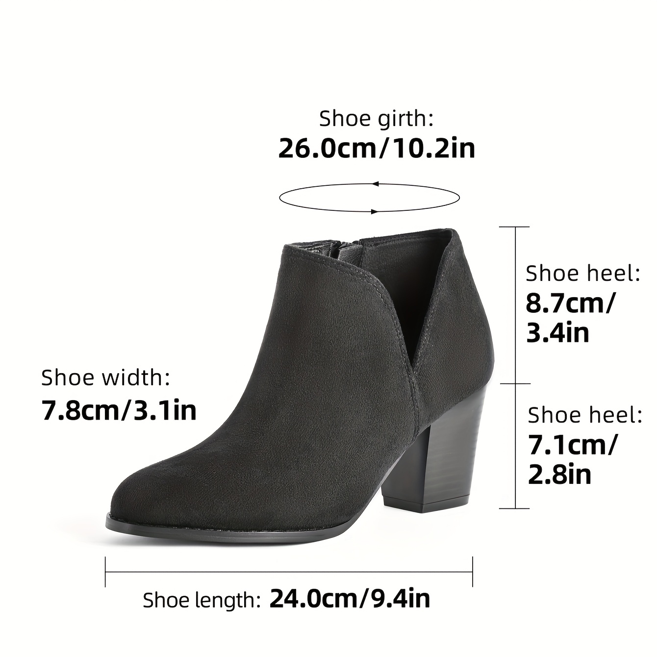 Women's Chunky Block Heel Ankle Boots Thick Platform High Heel  Zipper Closure, Round Toe Short Boots with Cushioned PU  Insole