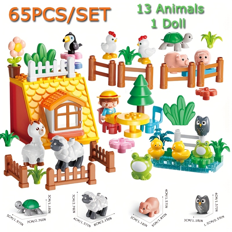 Image of 65pcs/set Big Size Blocks, Building Blocks Toys, Animals Building Bricks Toys, Halloween/thanksgiving/christmas Gifts/ Birthday Gifts For Boys And Girls