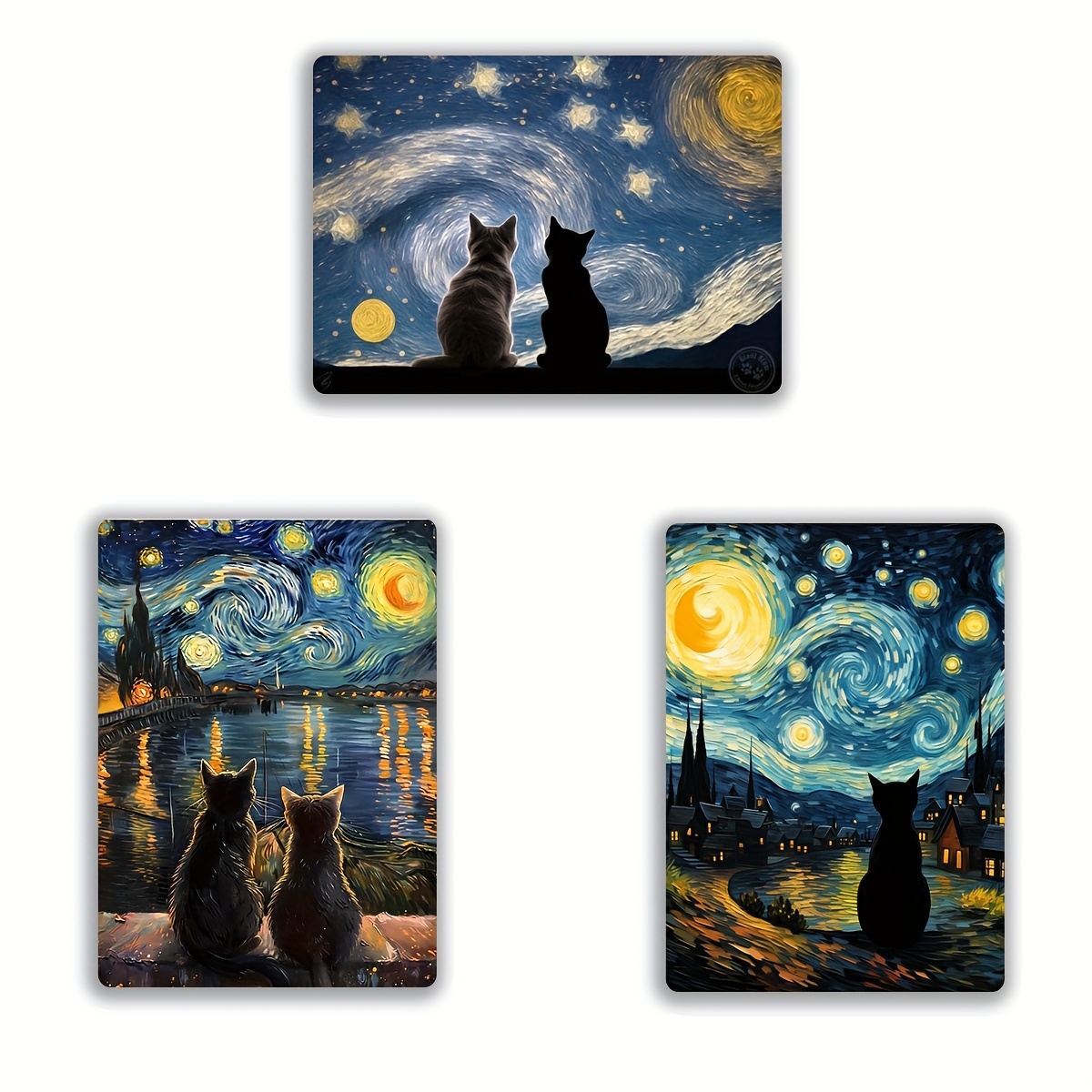 TEMU 3 aimants longs rectangulaires style peinture à l'huile rétro - Décoration d'art multi-surfaces pour cuisine et bureau à domicile