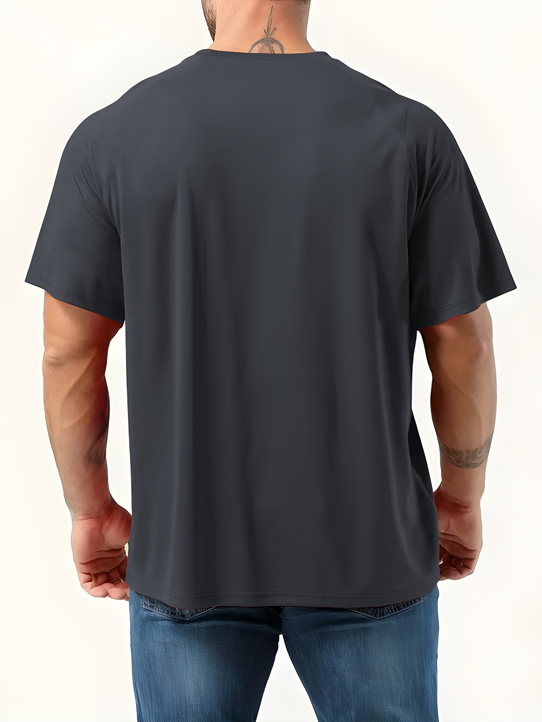 Plus Size Summer T-shirt With Paris Print, Men's Short Sleeve Tees For Outdoor Daily Life, Casual Trendy Tops For Big & Tall Guys