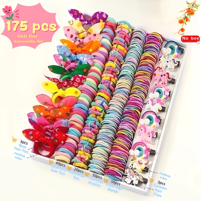 TEMU Set da 175 pezzi con di fiori a animati, set combinato di per capelli adatti per feste di compleanno, attivit� scolastiche e uso , variet� di