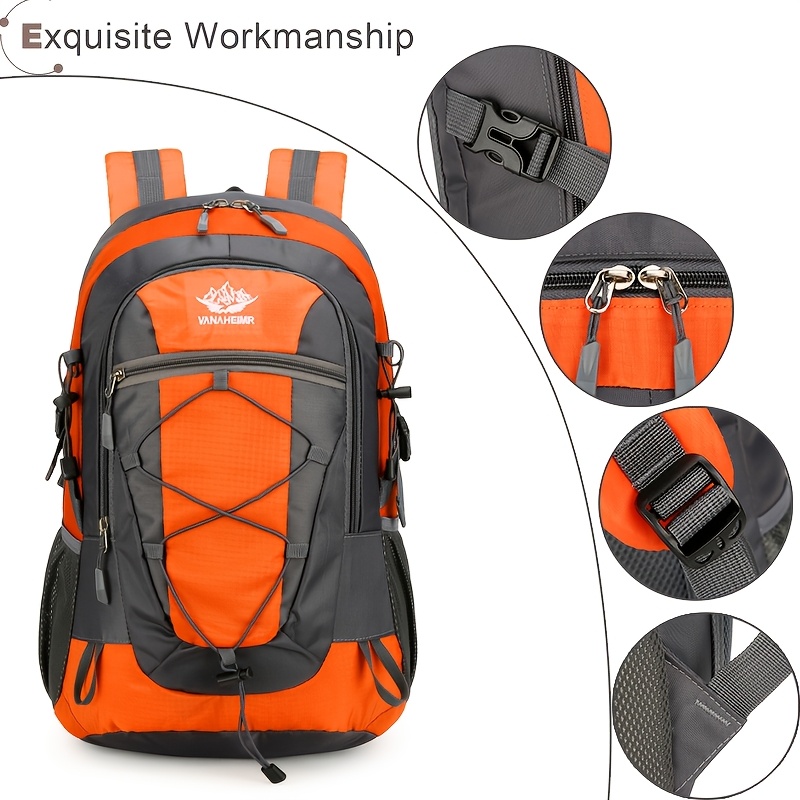 Hiking Backpack with Multiple Compartments and Elastic Drawstring