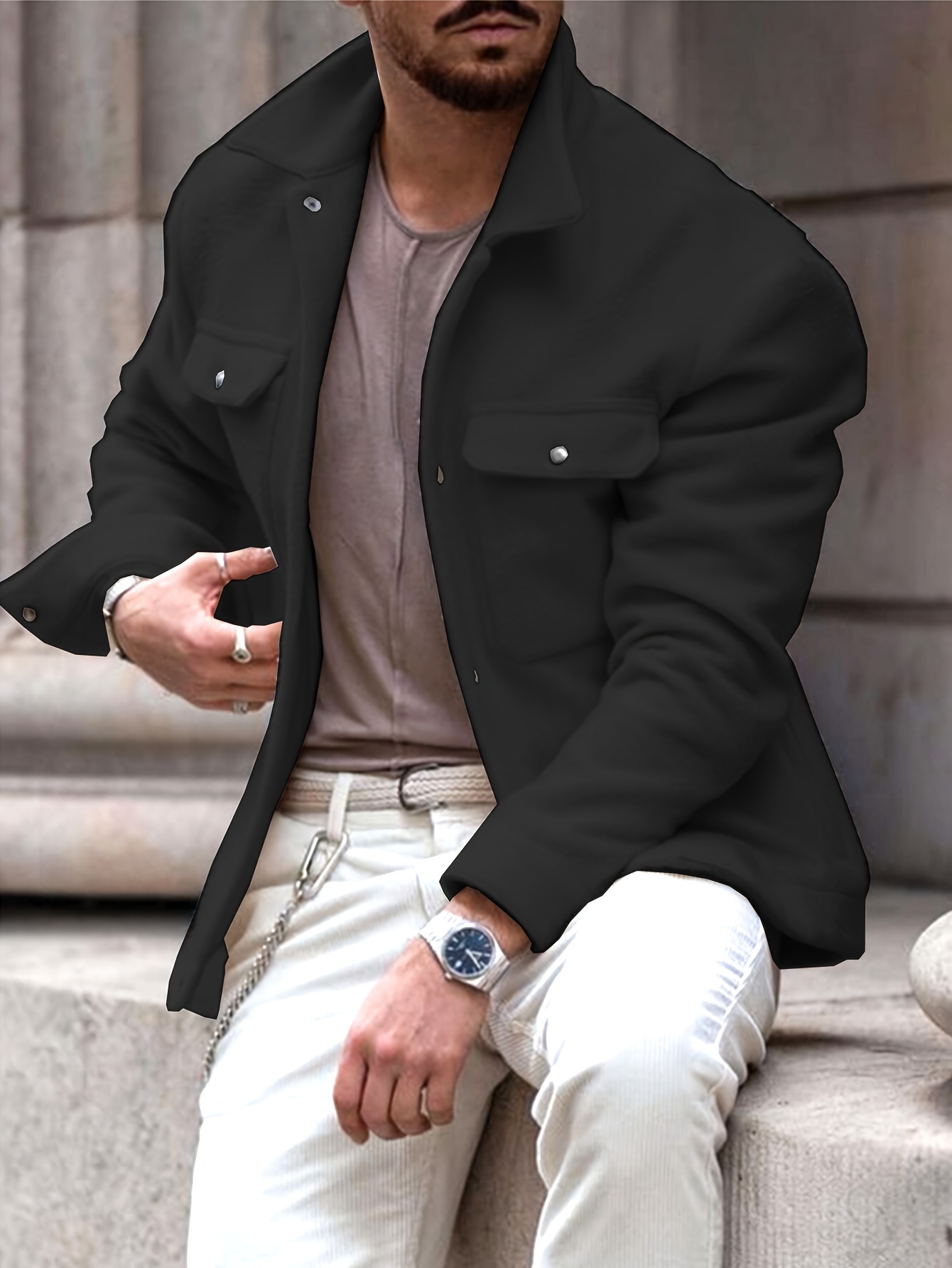 Clothing Knitted Jackets For Men Men's Retro Knit Jacket Zip-Up Mustard  Yellow With Chocolate