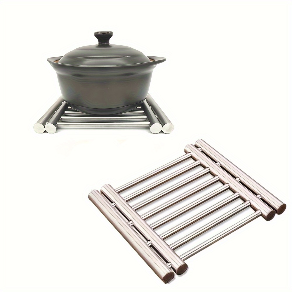 

Stainless Steel Expandable Trivet, 8x8.6 Inch - Adjustable 9" To 15" Size, Hand Wash Only, Multipurpose Heat Resistant Metal Pot Holder, Non-slip Spoon Rest & Kitchen Table Mat