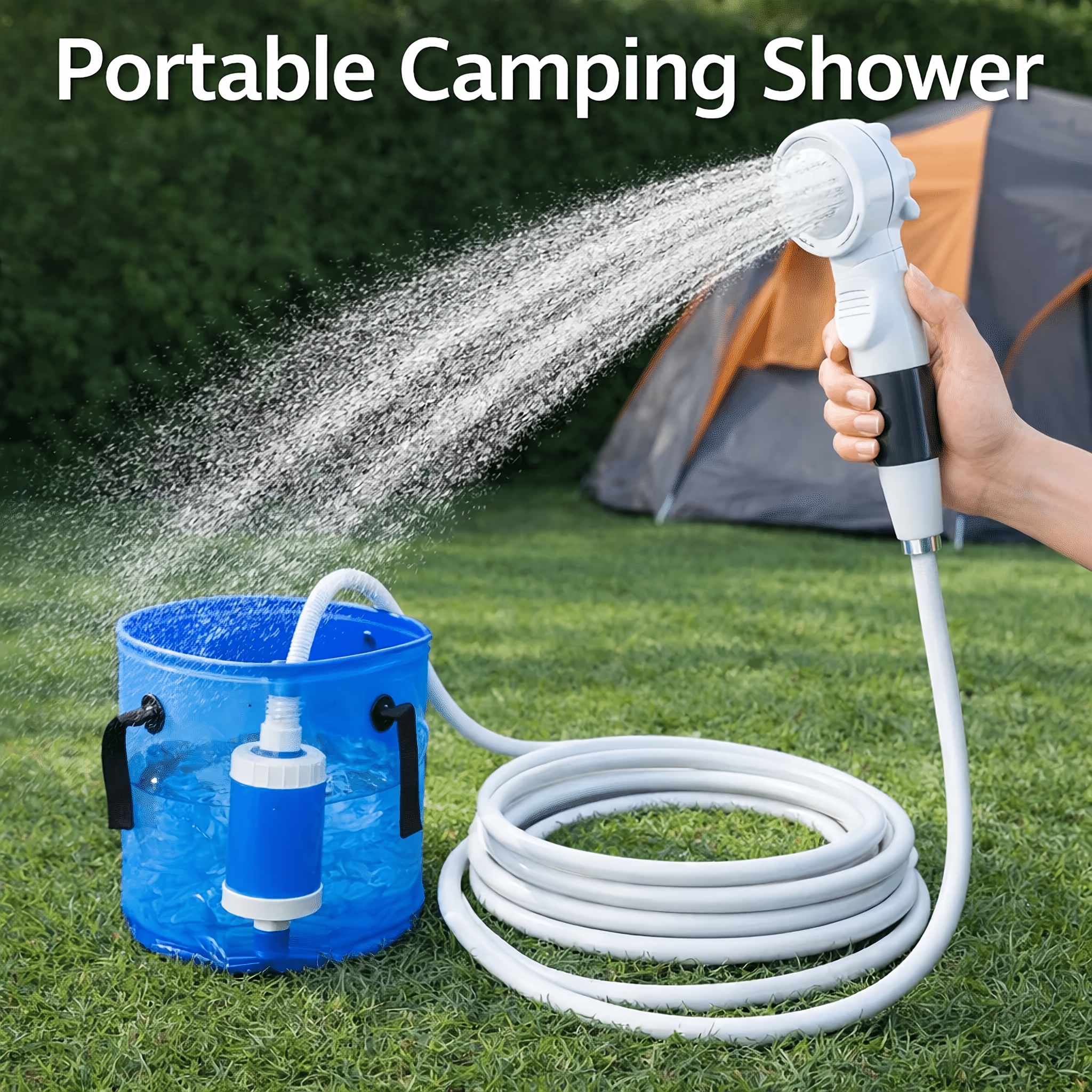 portable camping shower pump usb powered outdoor shower system with 2m hose rechargeable portable shower for camping pet bathing car   watering