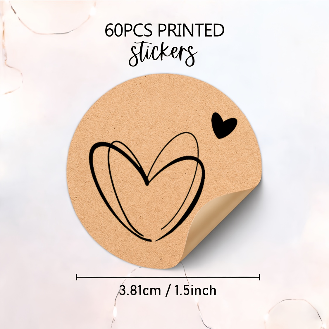 TEMU 60 unidades, de con pequeñas etiquetas de regalo de papel con , etiquetas de papel decorativas para bolsas de regalos, sellos de sobres y