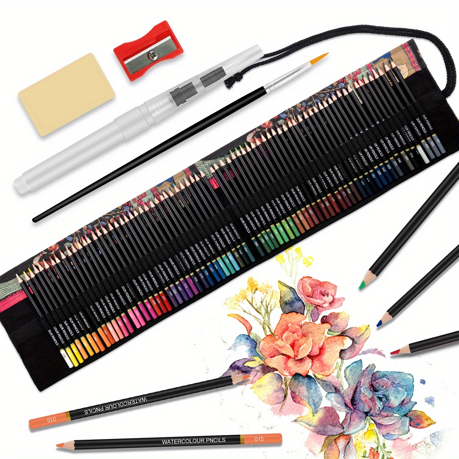 72-color Watercolor Pencils With Sharpener, Paintbrush, Eraser, Watercolor Pencil Set, Artist Drawing Pencils, Sketching Pencils Art Supplies, Painting And Coloring Pencil Set