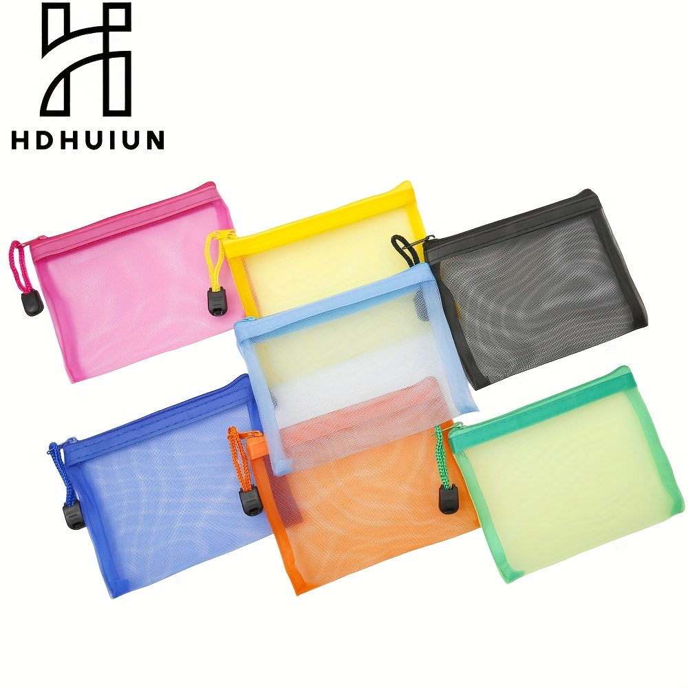 7pcs Mini Zipper Mesh Bags Lipstick Cosmetic Accessories Storage Bag Makeup Zipper Bag Small Cosmetic Bag For Wallet Beauty Mesh Travel Bag For Women (mixed Colors)
