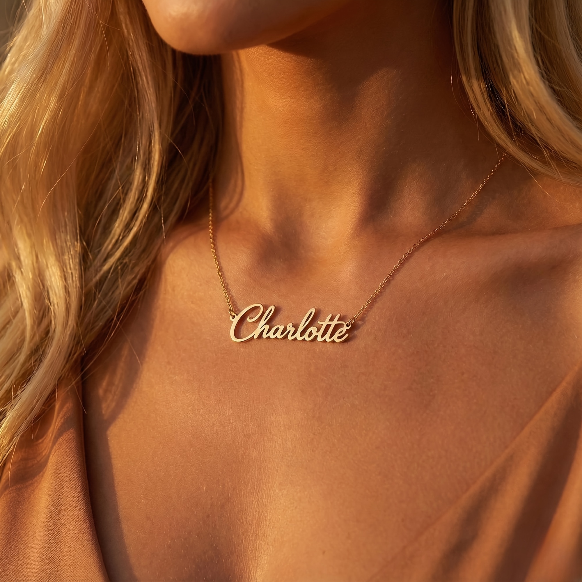 TEMU Gepersonaliseerde vintage minimalistische lettertype naam hanger voor dames, gepersonaliseerde roestvrijstalen ketting, klassiek hoogwaardig op