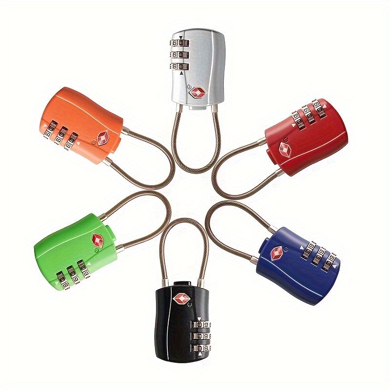 

3pc Tsa Luggage Lock With 9.5cm/3.74in Cord, 3- Combination Lock, Security Padlock, Customs Lock, Travel Lock, Soft Cord For Suitcases, Luggage Backpacks, School Or Gym , Etc.