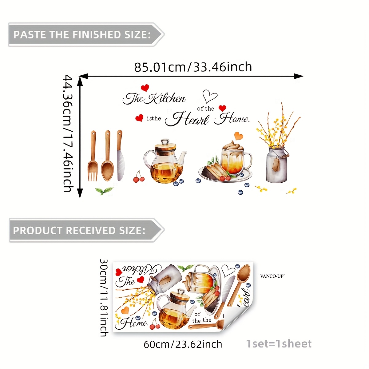 A Sheet Of Kitchen Tableware Wall Stickers Home Decor Stickers Kitchen Restaurant Pantry Background Decoration