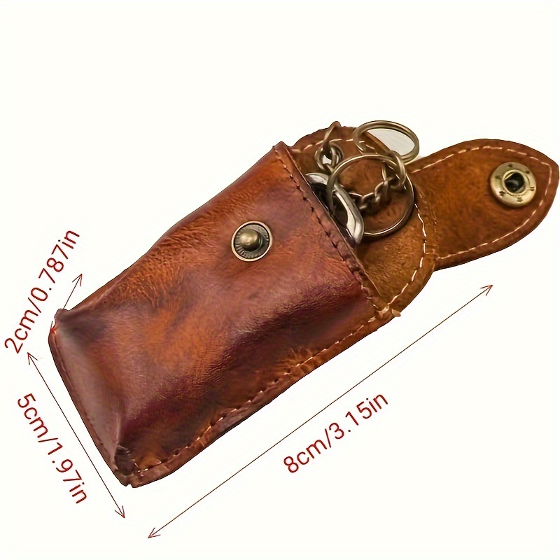 1pc Vintage Leather Key Bag Top Layer Cowhide Car Key Case | High