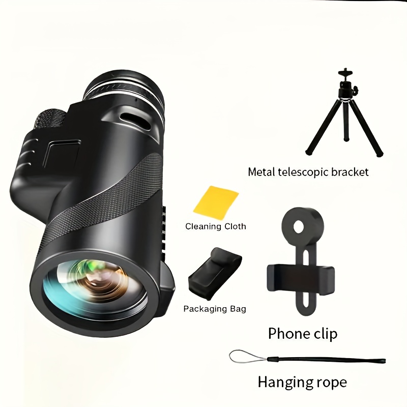 Image of 10x50 High Definition Monocular Telescope - - With Phone Holder And Tripod - Hd Picture Quality, Manual Focus, Large Eyepiece - Suitable For Bird Watching, Hunting