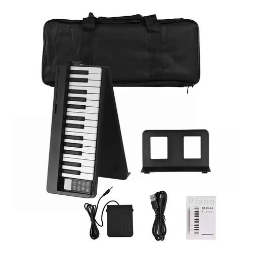 professional 61 key full weighted hammer action foldable electronic piano portable and travel friendly full size digital piano for beginners and rock thick oxford bag usb cable music stand and sustain pedal