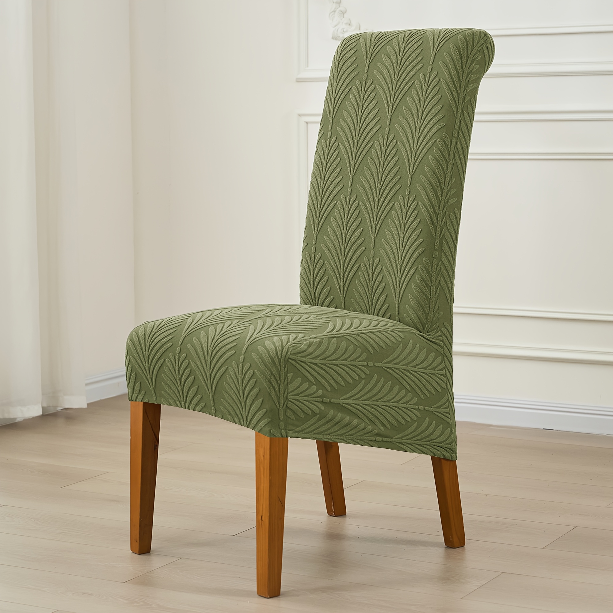TEMU 1pc Elastic Jacquard Chair Cover With Elastic - Soft -piece Slipcover Suitable For Home & Hotel Dining Chairs, Modern Machine-washable (cover
